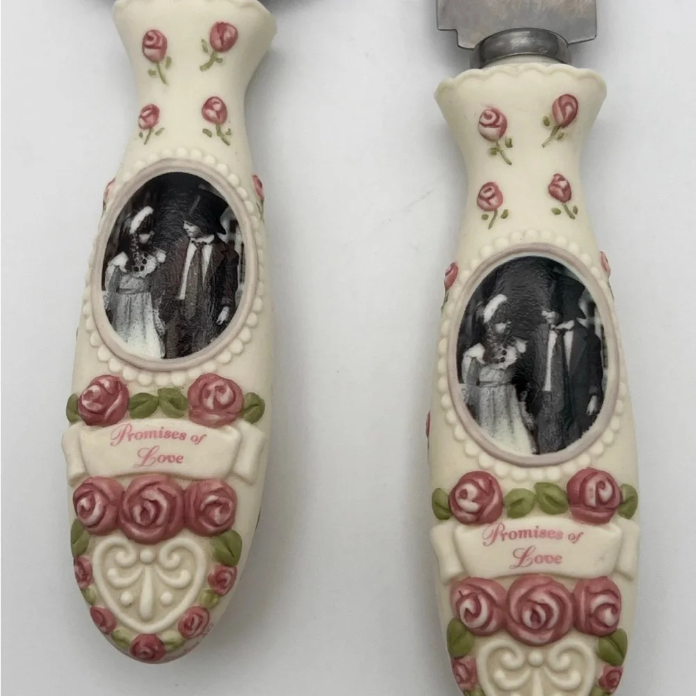 Cake Knife & Pie Server  “Pretty as a picture Promises of Love wedding bridal